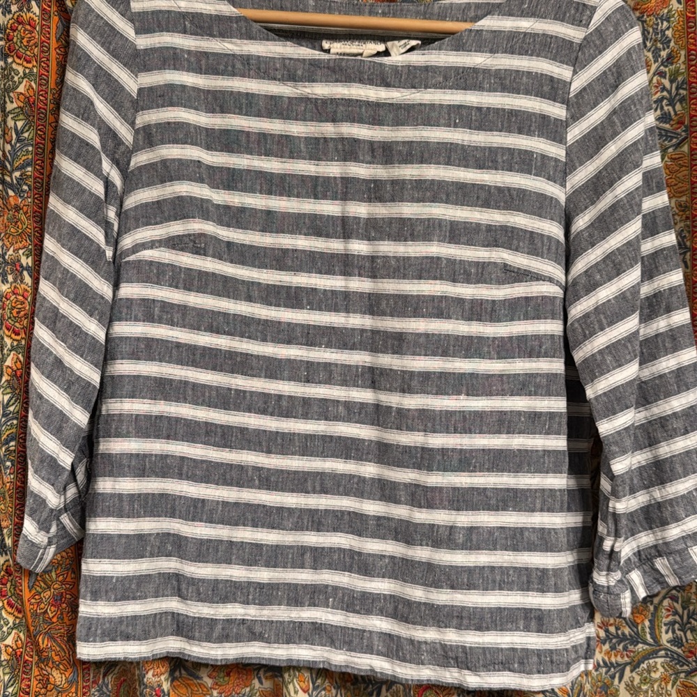 Christian Siriano Blue and White Striped Blouse